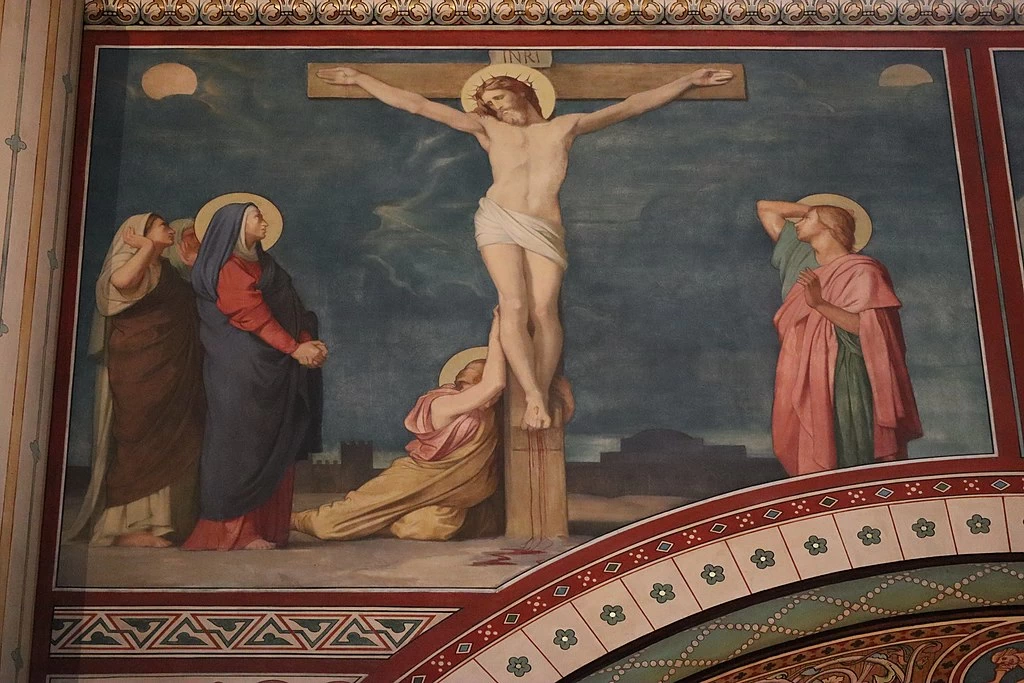 Hippolyte Flandrin - Murales dell'Abbazia di Saint, Germain, des, Prés, Crocifissione